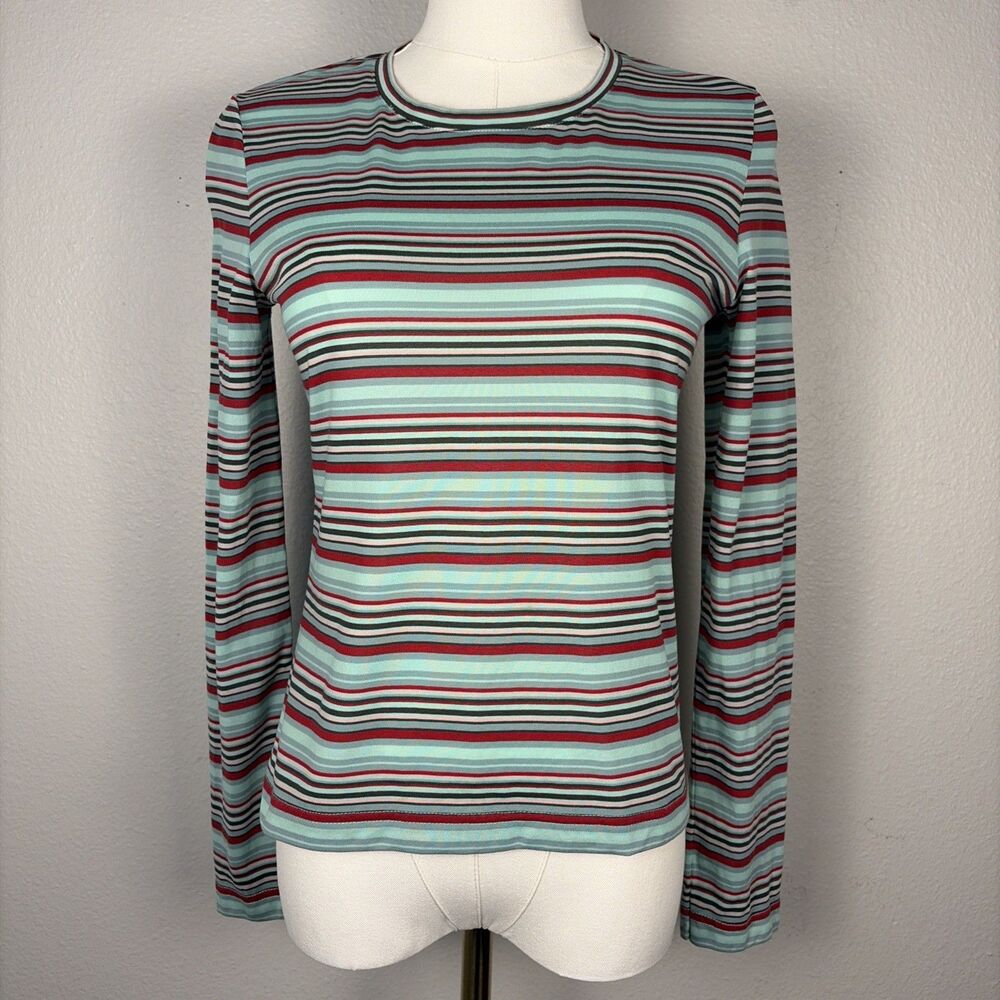 M Missoni Striped Long Sleeve T Shirt Top US 2 / XS Multicolor Knit Designer